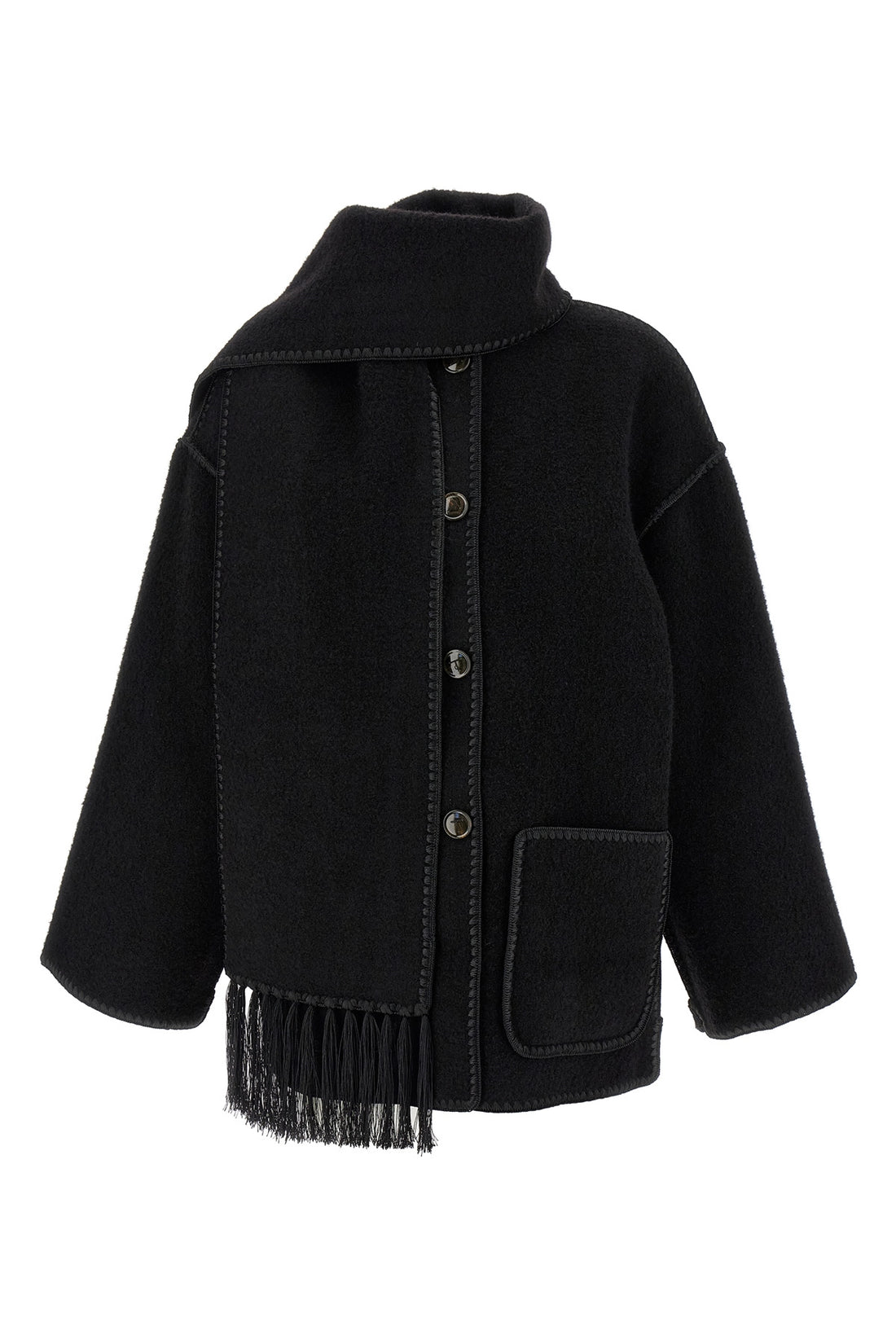 TOTEME 34 embroidered scarf jacket harvest wool blend coat