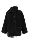 embroidered scarf jacket harvest wool blend coat