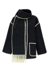 embroidered scarf jacket harvest wool blend coat