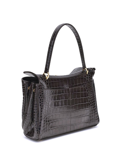 rodeo shoulder bag in crocodile-print leather