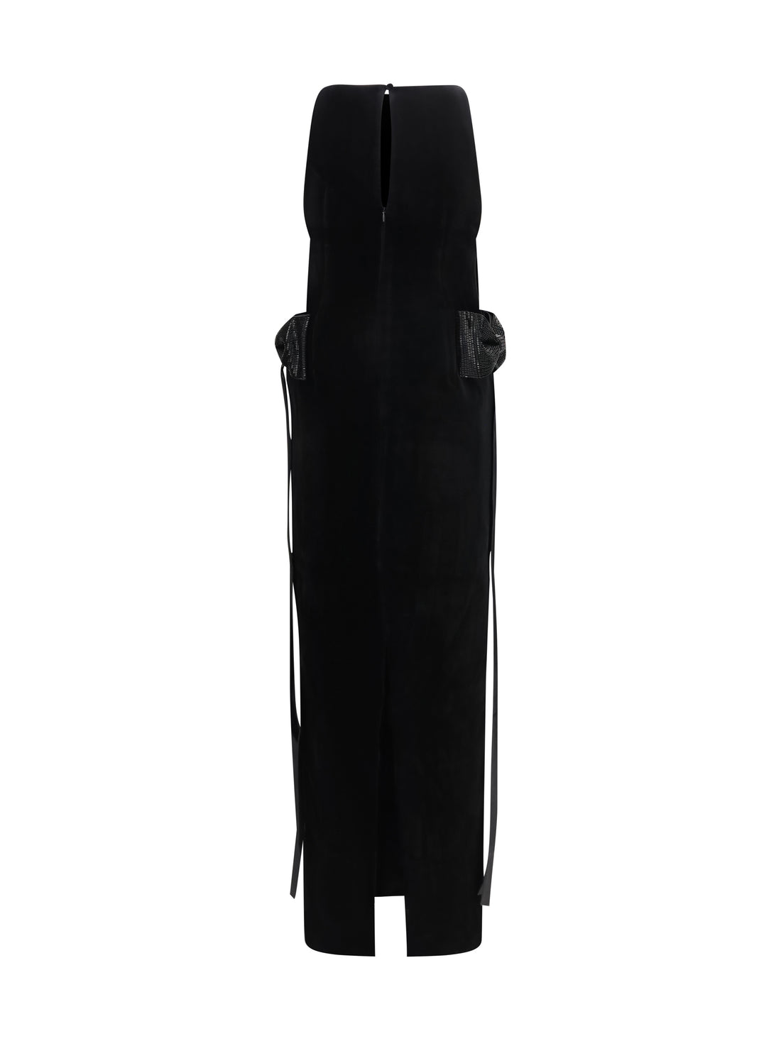 SELF-PORTRAIT 8 velvet long dress with decorative bow