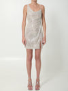 silver rhinestone draped mini dress
