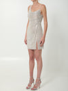 silver rhinestone draped mini dress