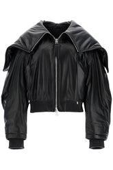 nappa bomber jacket with oversized hood