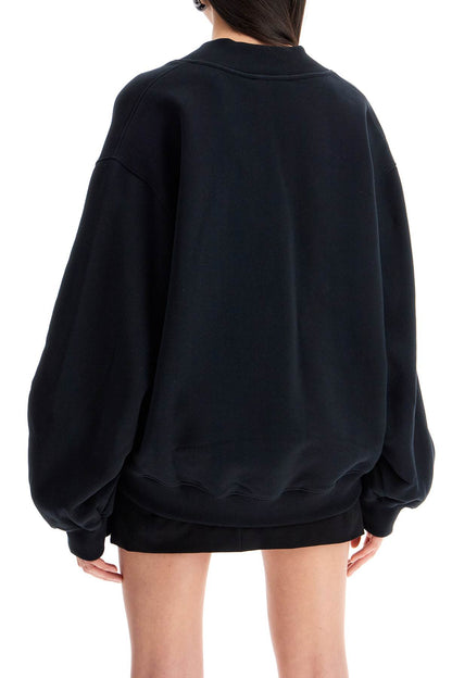 oversized sweatshirt with deep v-neck