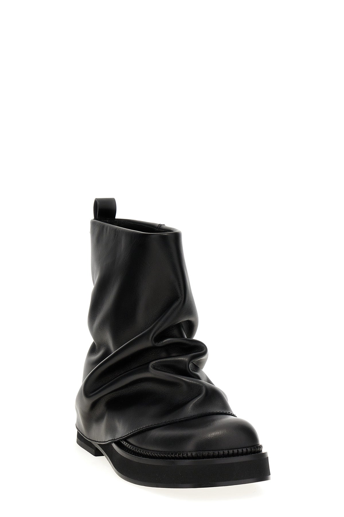 mini robin combat crinkled leather ankle boots