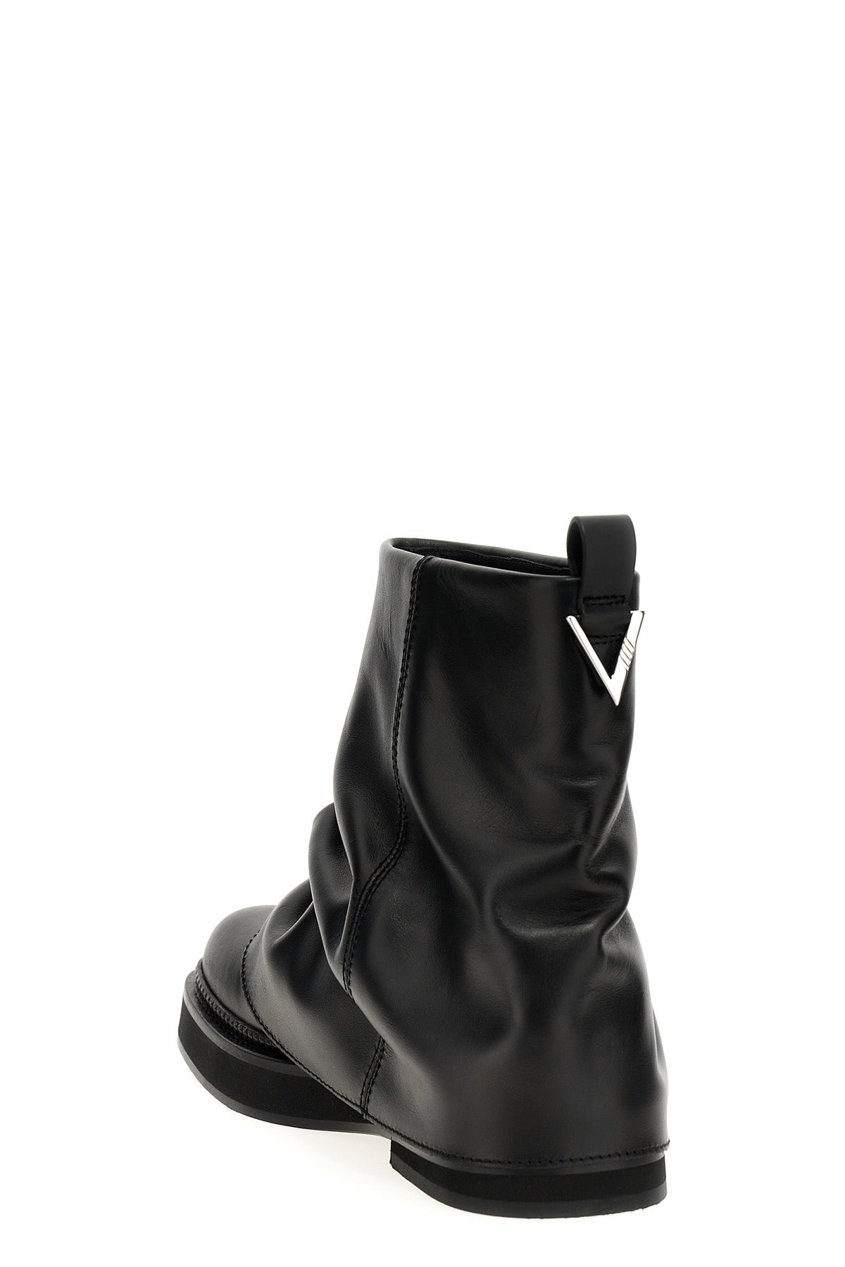 mini robin combat crinkled leather ankle boots