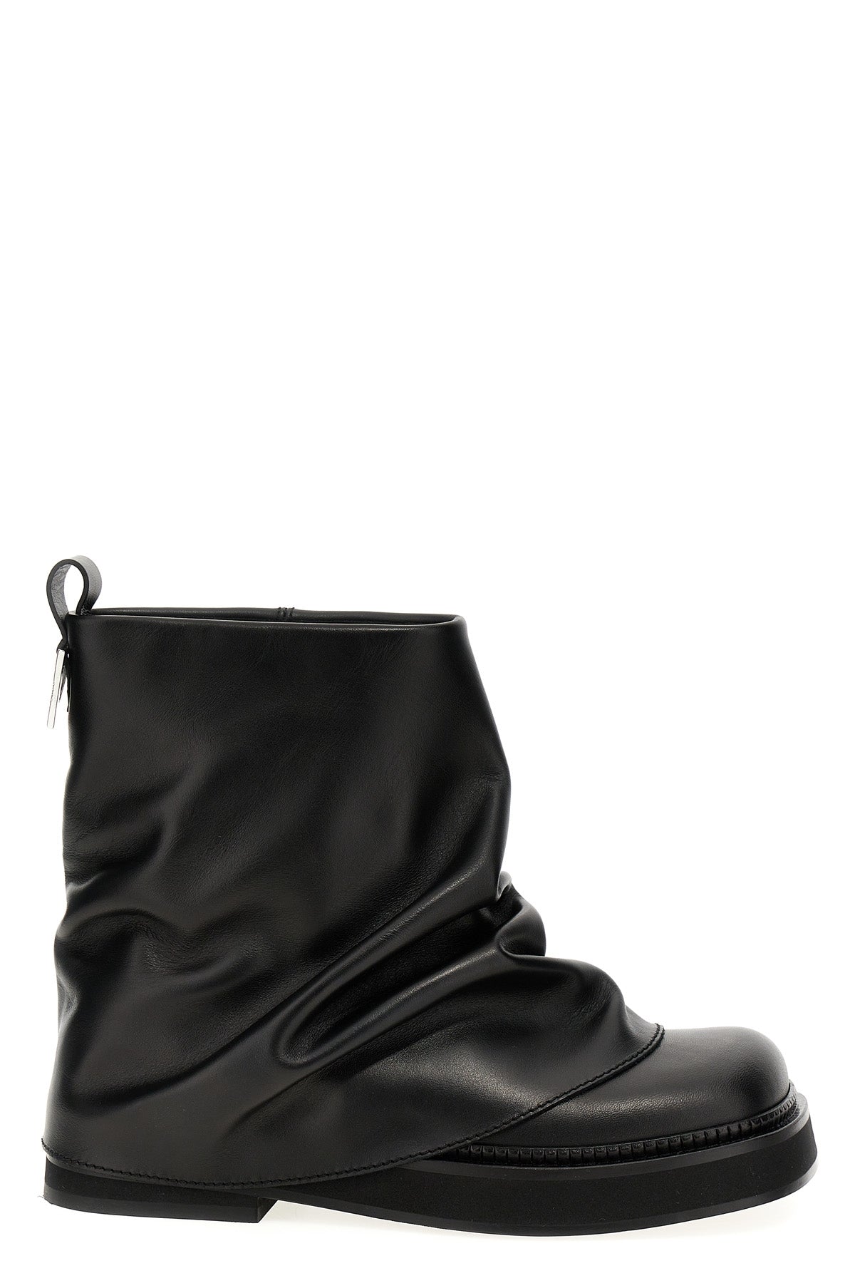 mini robin combat crinkled leather ankle boots