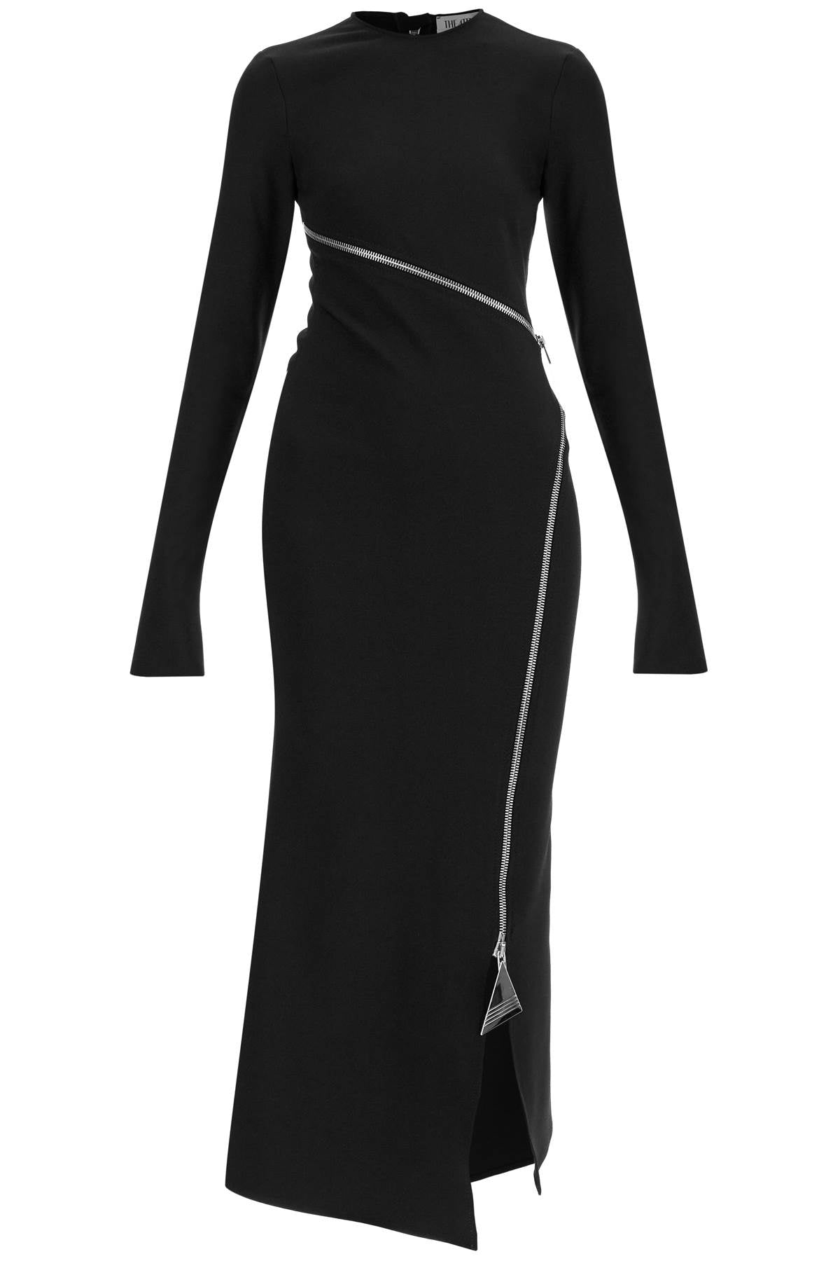 twisted zip midi dress with