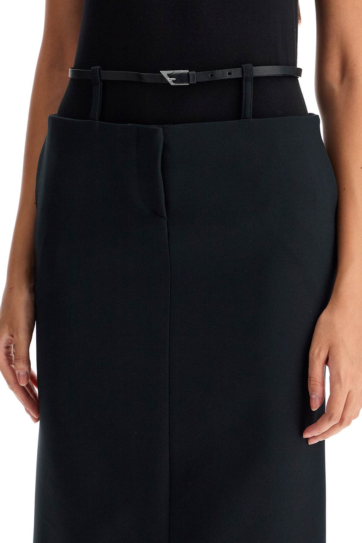 midi skirt with thin belt