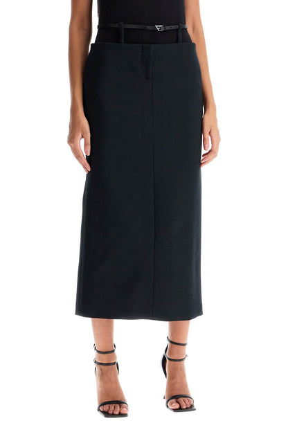 midi skirt with thin belt