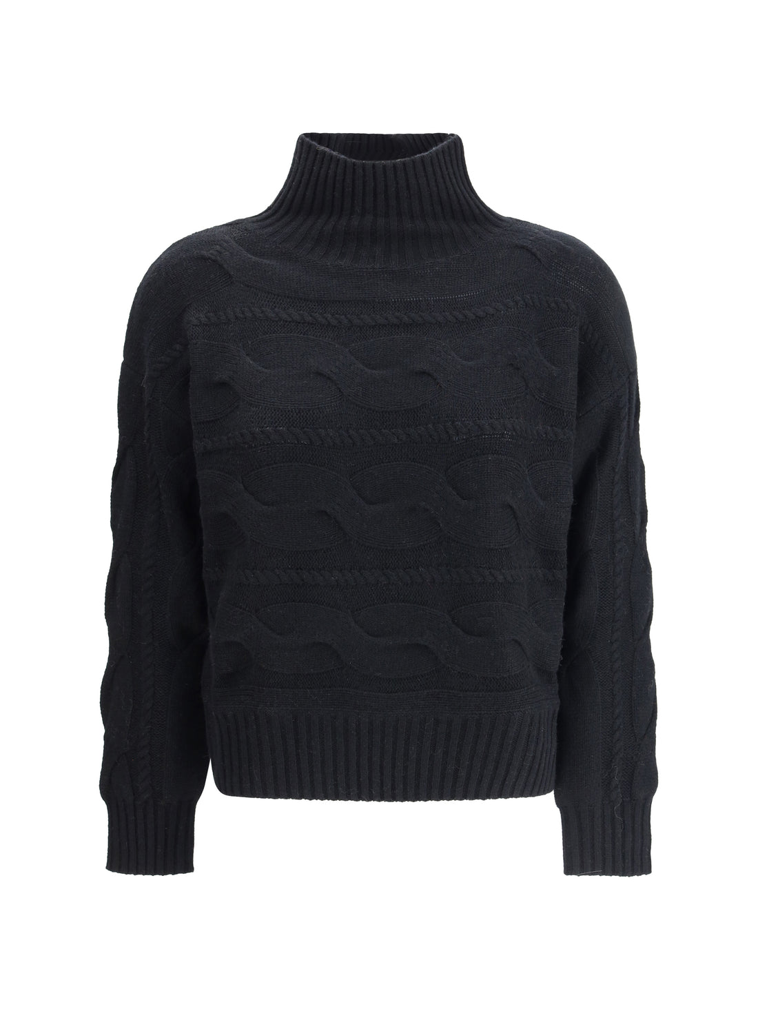 MAX MARA STUDIO L high-neck cable-knit sweater 
