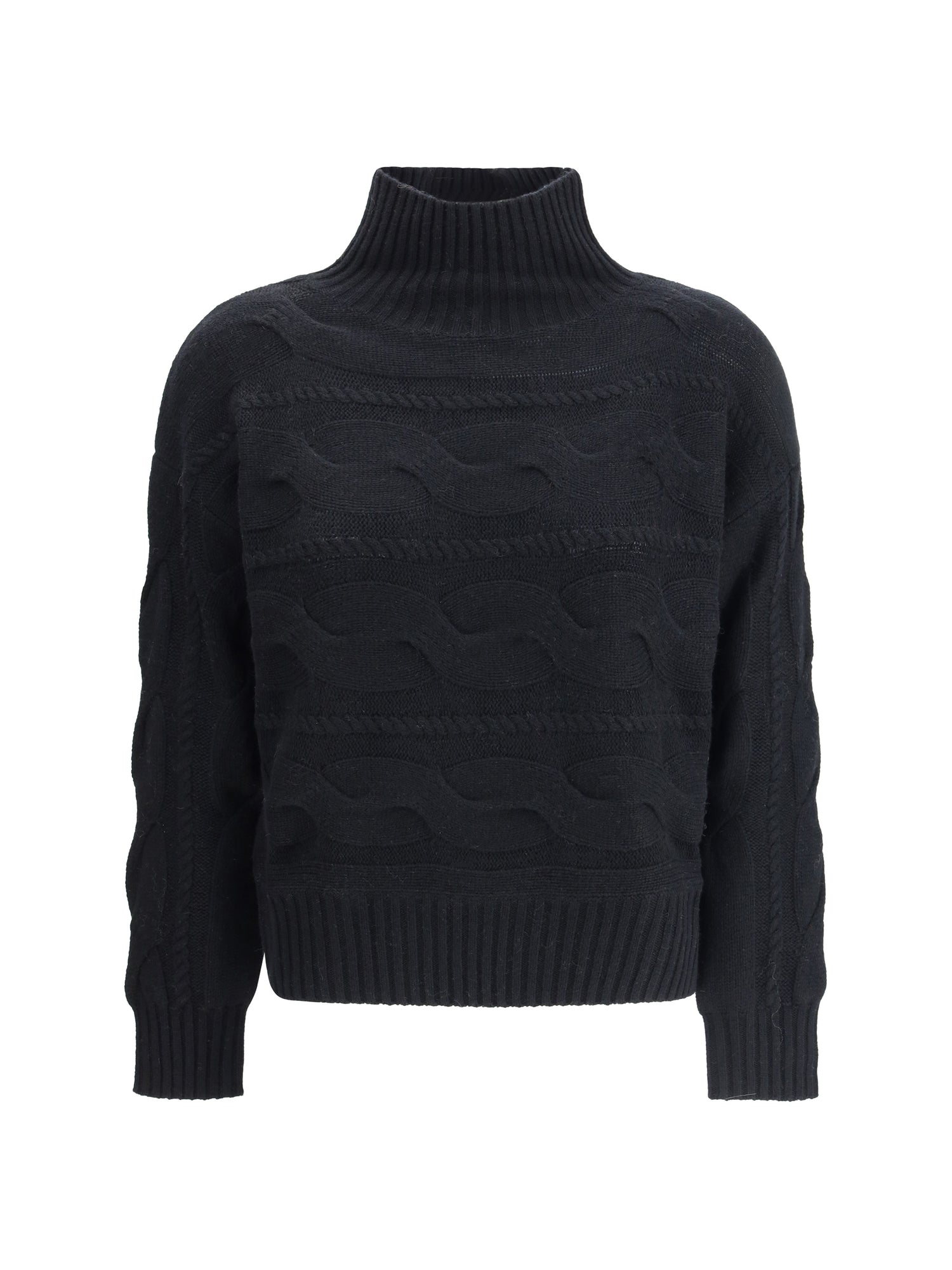 MAX MARA STUDIO L high-neck cable-knit sweater 