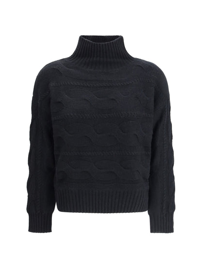 MAX MARA STUDIO L high-neck cable-knit sweater 