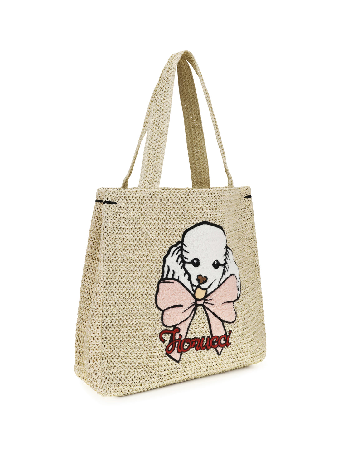 FIORUCCI OS raffia tote bag with poodle