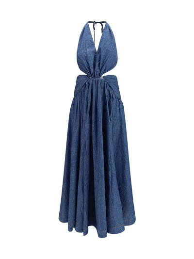 echo halterneck denim dress