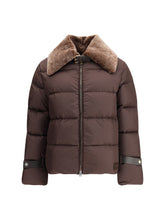 FENDI M down jacket in technical fabric and leather