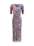 ETRO 40 stretch tulle midi dress with floral motif