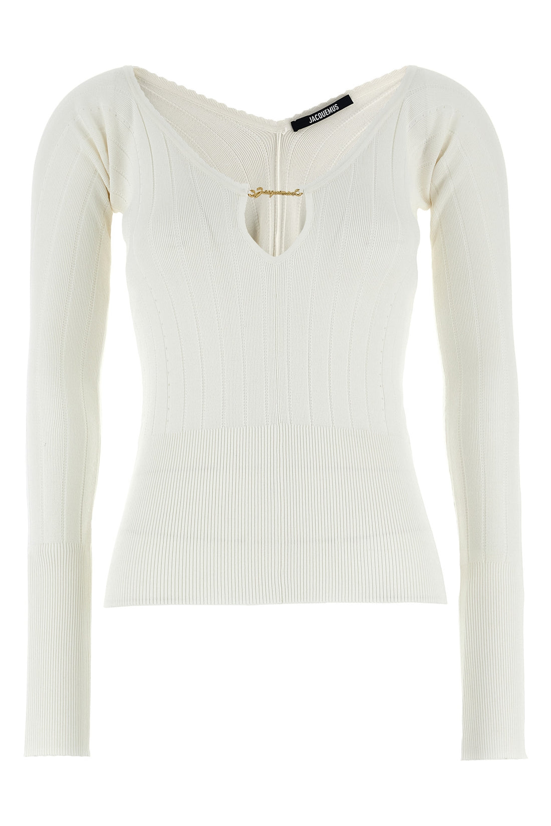JACQUEMUS 38 le haut pralù ribbed stretch viscose top