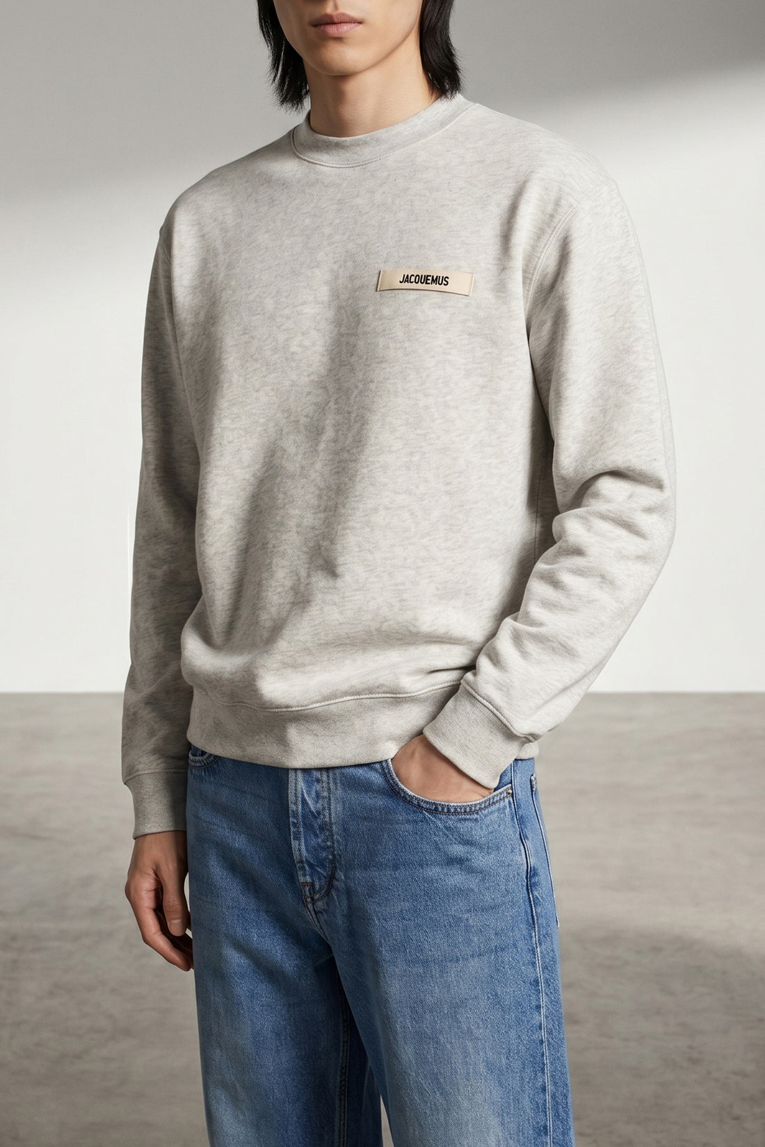 JACQUEMUS L le sweatshirt gros grain mélange cotton fleece sweatshirt