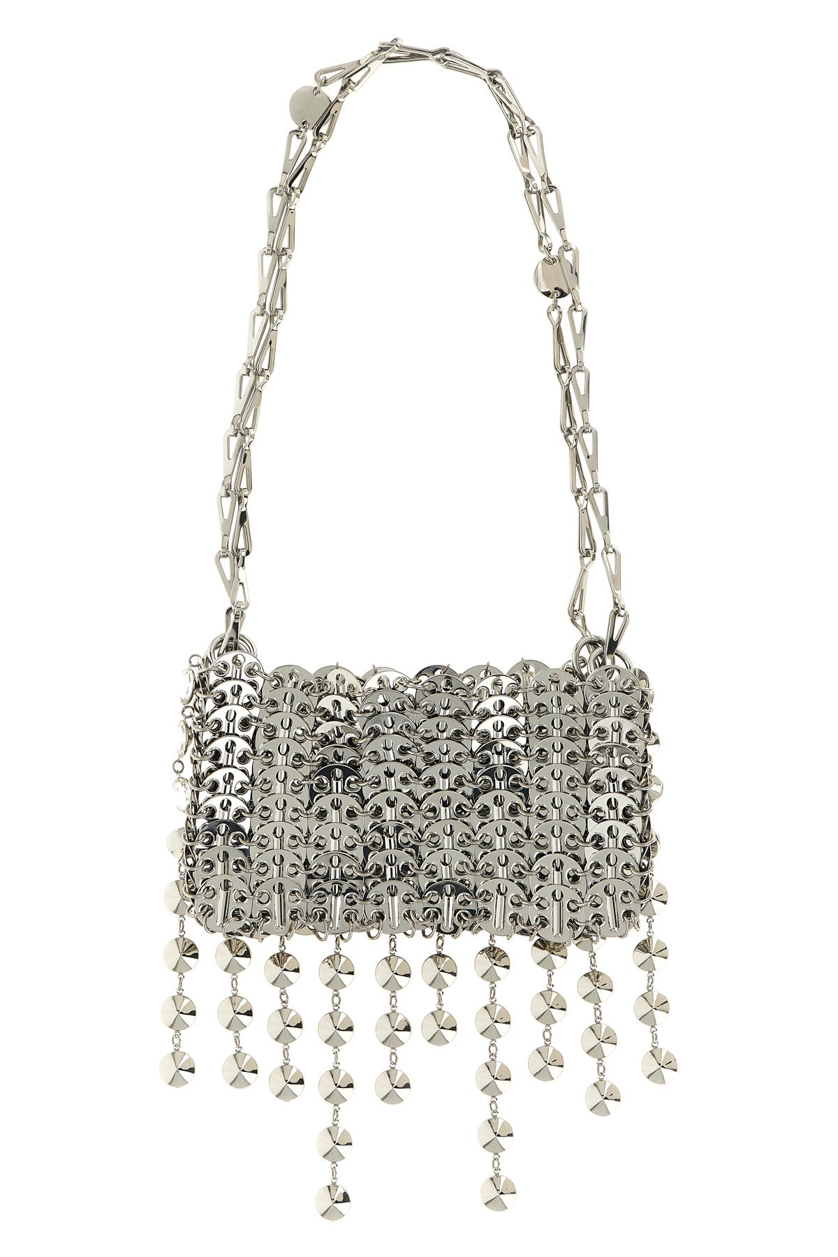 1969 strass nano shoulder bag in metal mesh and front pendant crystals
