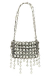 1969 strass nano shoulder bag in metal mesh and front pendant crystals