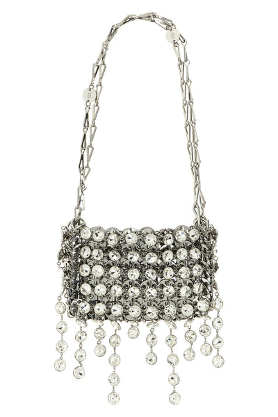 1969 strass nano shoulder bag in metal mesh and front pendant crystals
