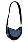 small denim spiral curve 01 shoulder bag in cotton and leather denim