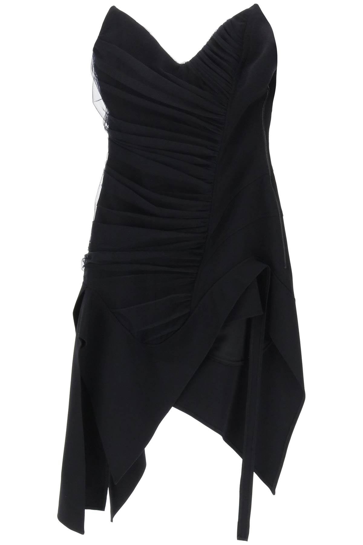 asymmetric mini bustier dress