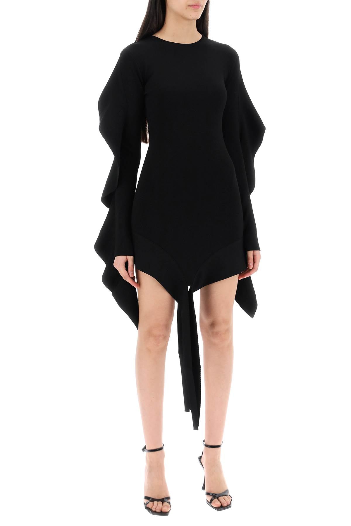 asymmetric mini dress with ruffle details