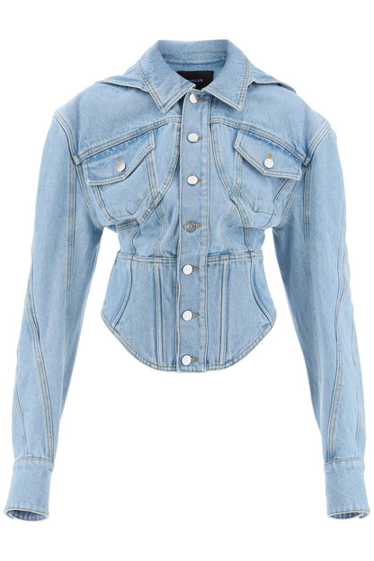 denim jacket with corset detail