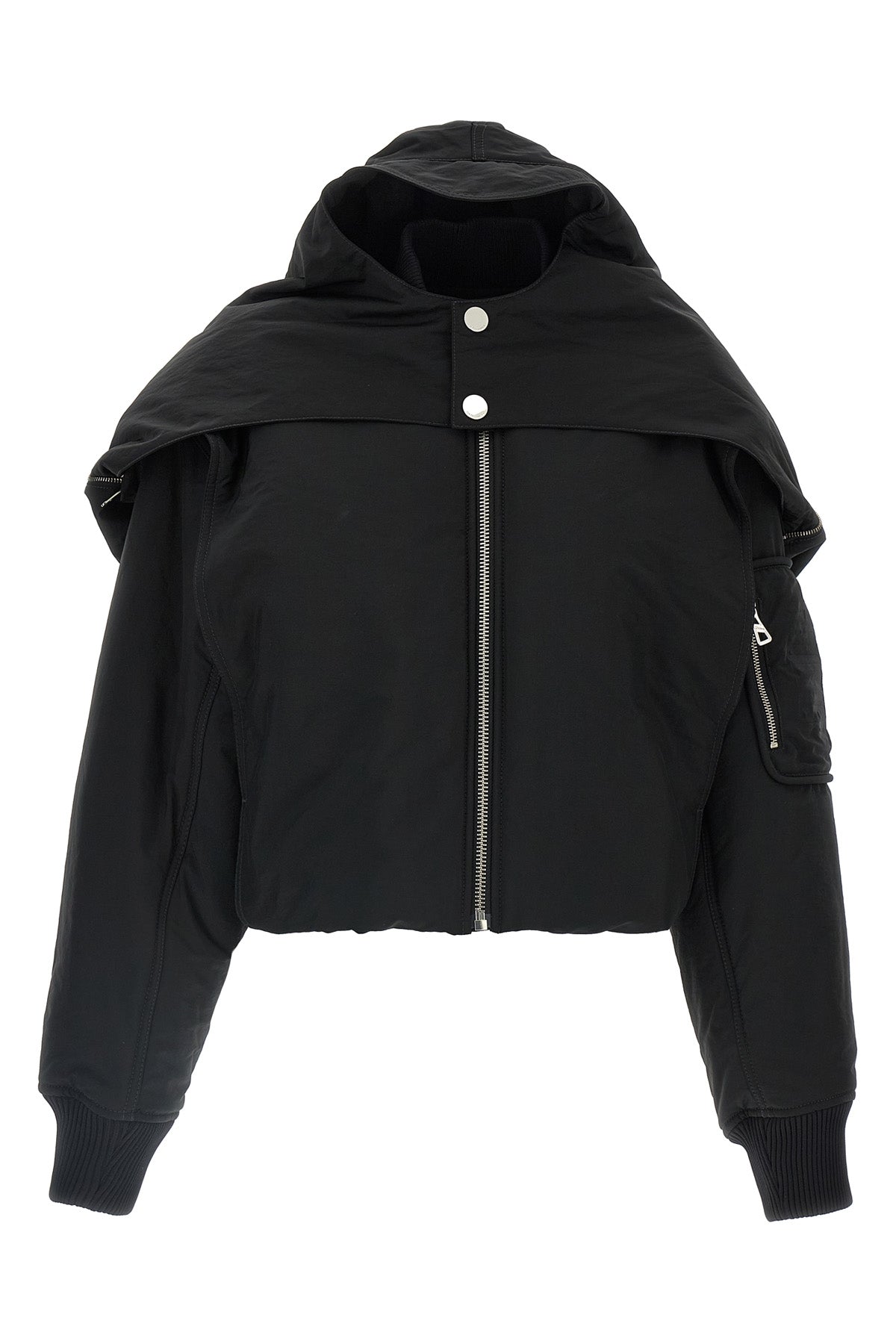 the hooded bomber padded nylon jacket