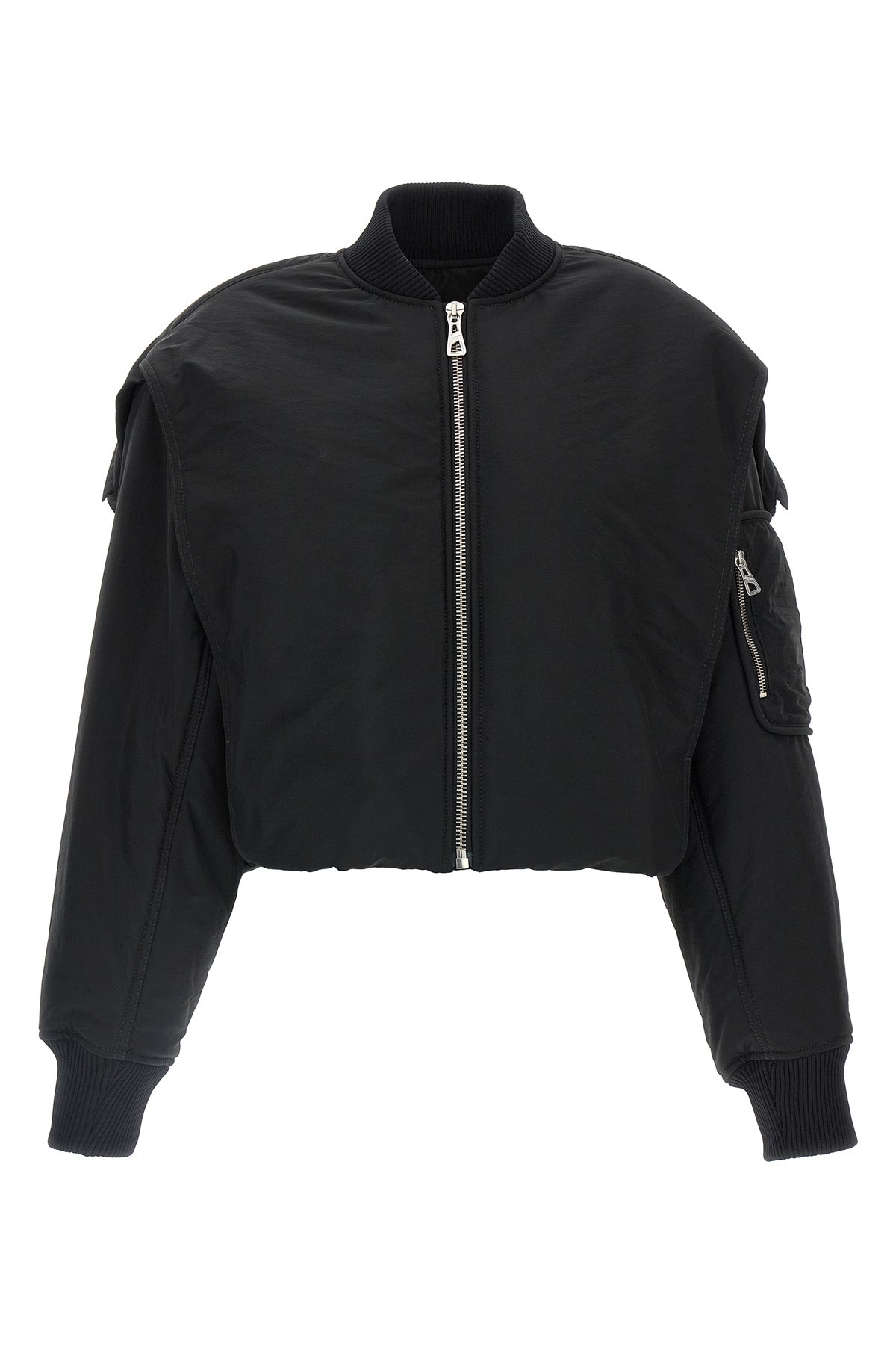 the hooded bomber padded nylon jacket