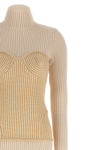long dress in ribbed merino wool