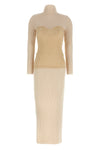 long dress in ribbed merino wool