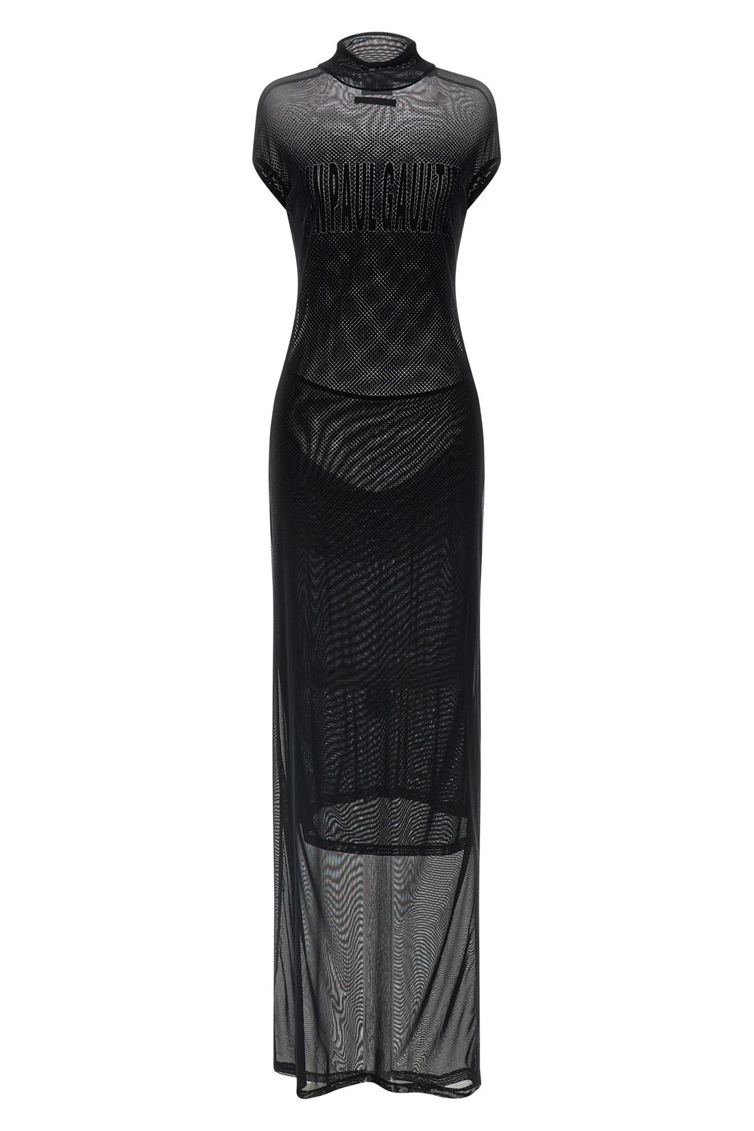 JEAN PAUL GAULTIER S long sleeveless dress in semi-transparent stretch mesh