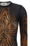 all-over the wood print stretch tulle bodysuit