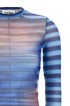 all-over air print stretch tulle top