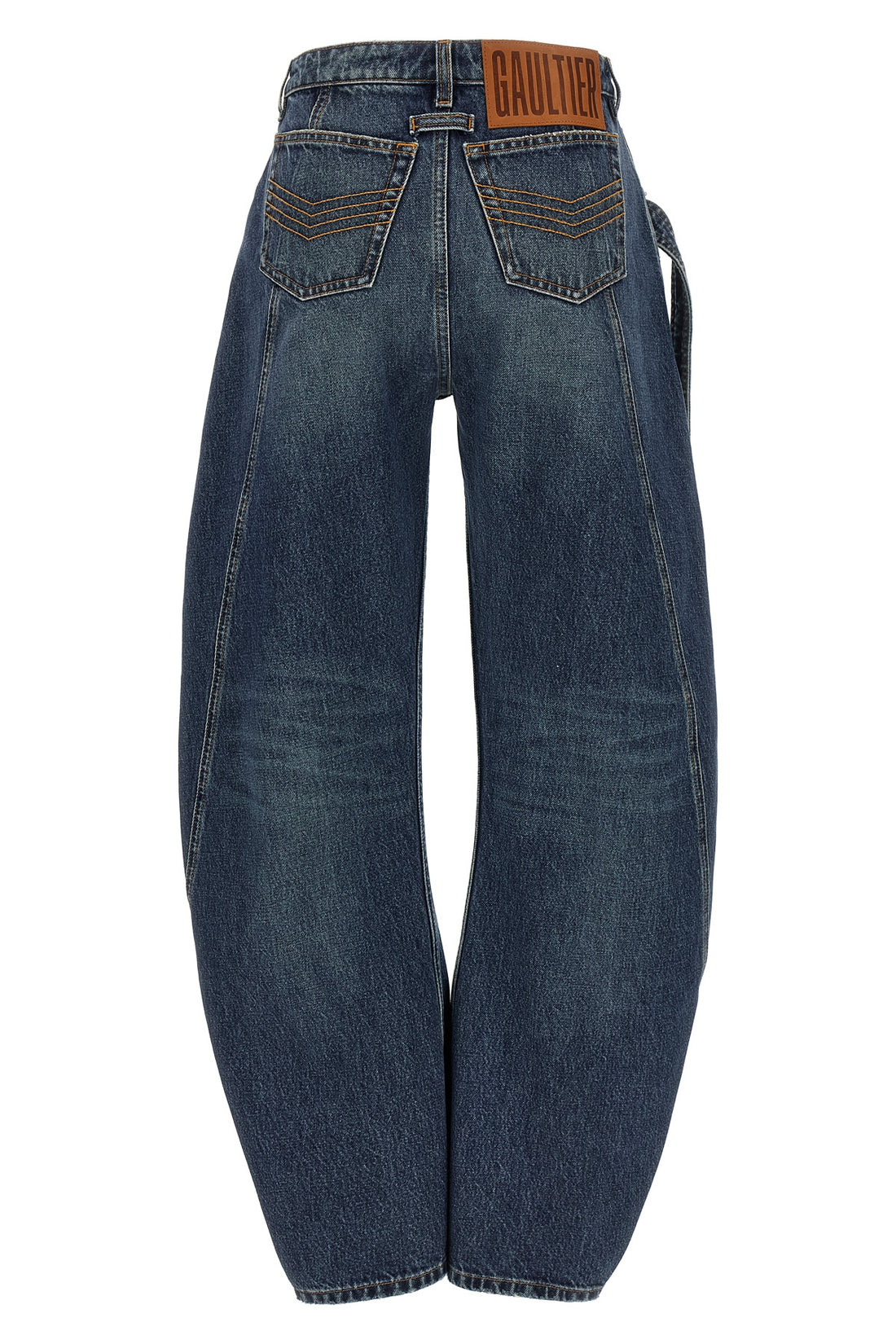 JEAN PAUL GAULTIER 25 the blue denim strap cotton denim jeans
