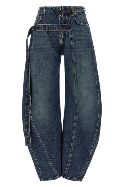 the blue denim strap cotton denim jeans