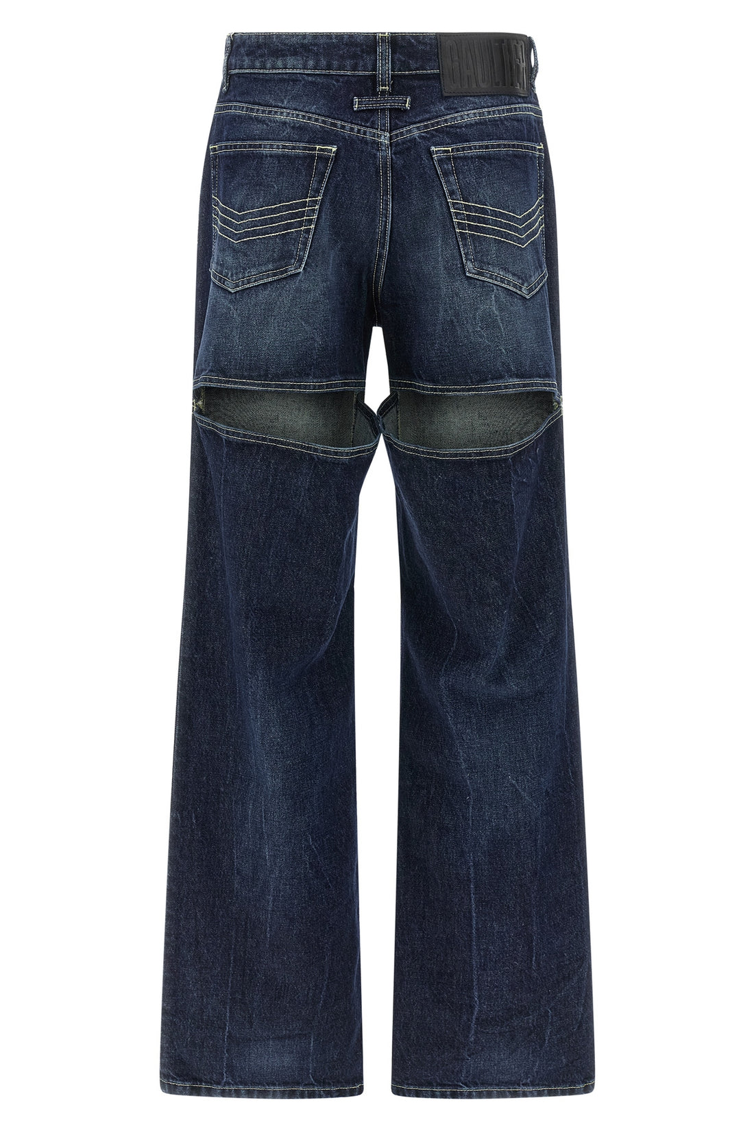 JEAN PAUL GAULTIER 25 the blue cut-out stone-washed cotton denim jeans