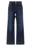 the blue cut-out stone-washed cotton denim jeans