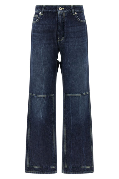 the blue cut-out stone-washed cotton denim jeans