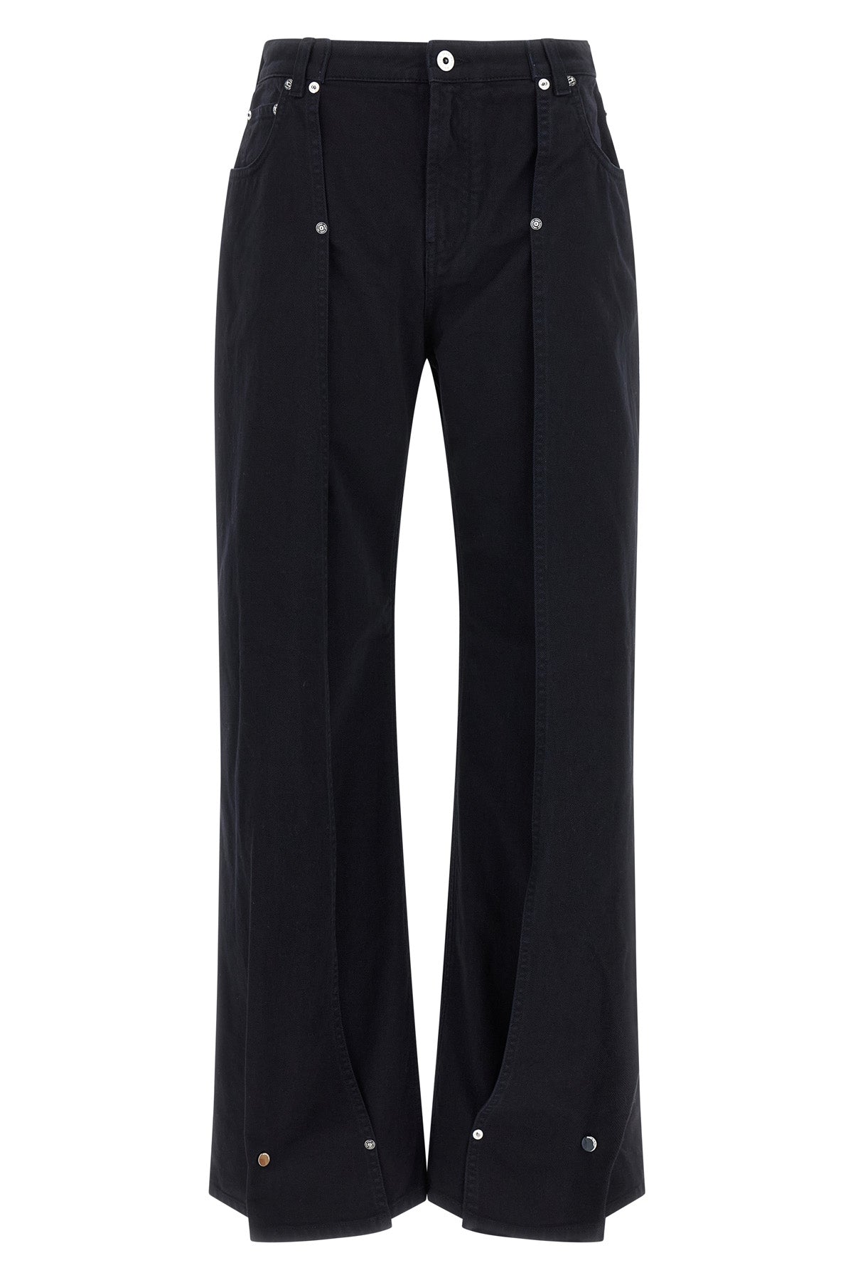 the snap-button denim overdyed cotton denim jeans