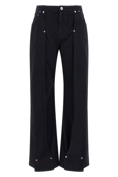the snap-button denim overdyed cotton denim jeans