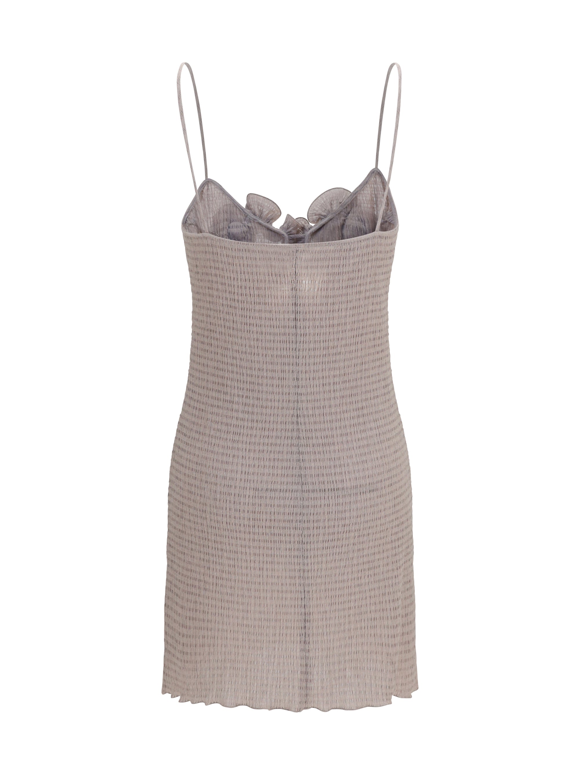 crêpe mini dress with floral appliqués