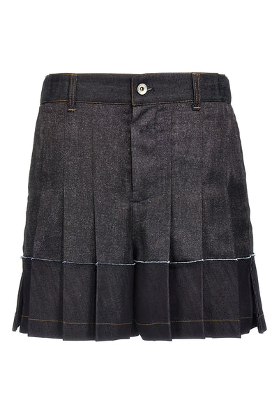 denim print synthetic fabric shorts