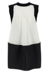 asymmetrical knit and cotton poplin vest
