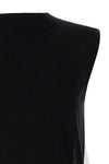 asymmetrical knit and cotton poplin vest