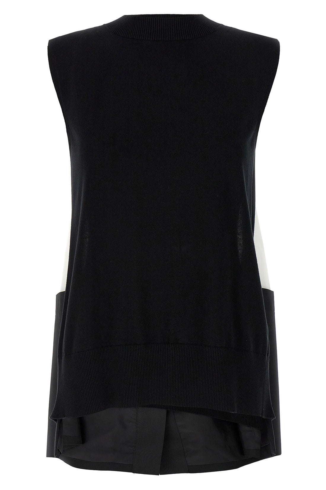 SACAI 1 asymmetrical knit and cotton poplin vest